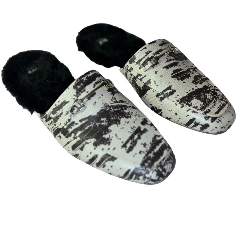 ZAC Posen Women's Animal Print Faux Fur Lined Mules Slides Slip On Shoes‎ 9.5